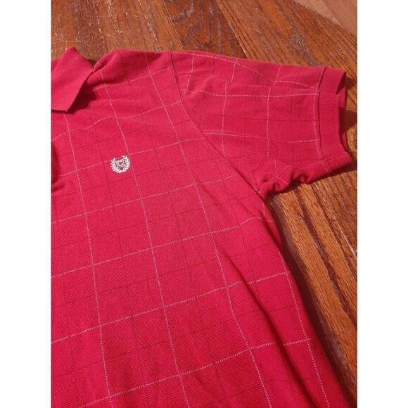 Large Chaps Red White Black Short Sleeve Cotton Collared Polo Shirt 2 Button - Picture 3 of 3